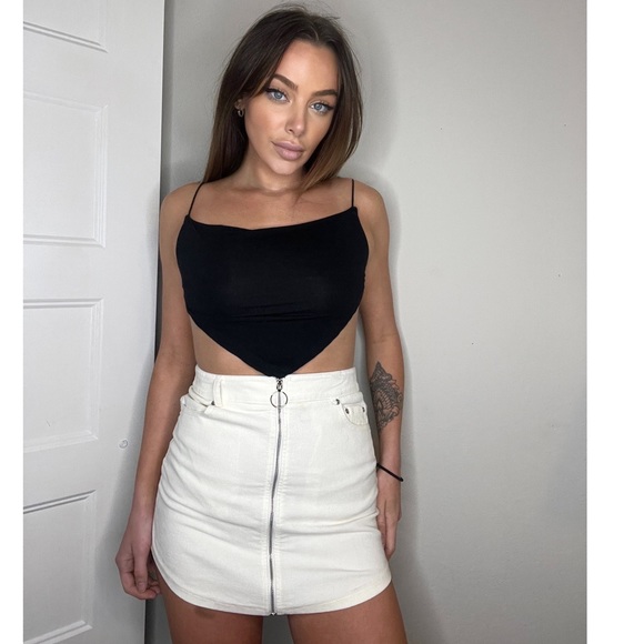 White front zipper mini skirt - Picture 1 of 4